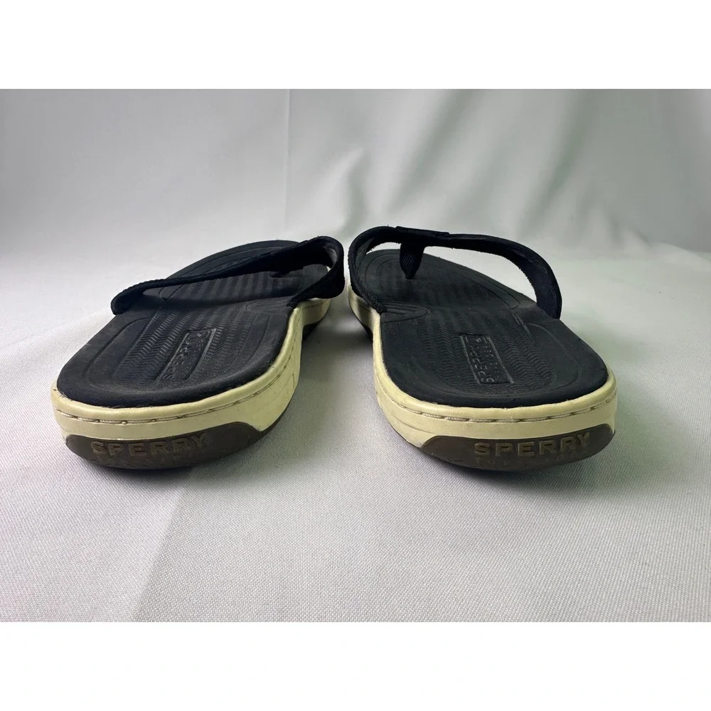 Sperry STS24079 Havasu Men's Flip Flop Sandals Black Leather Thong Size‎ 7M Used